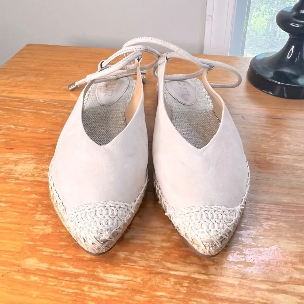 Schutz Liba Ankle-Tie Leather Espadrille Flats